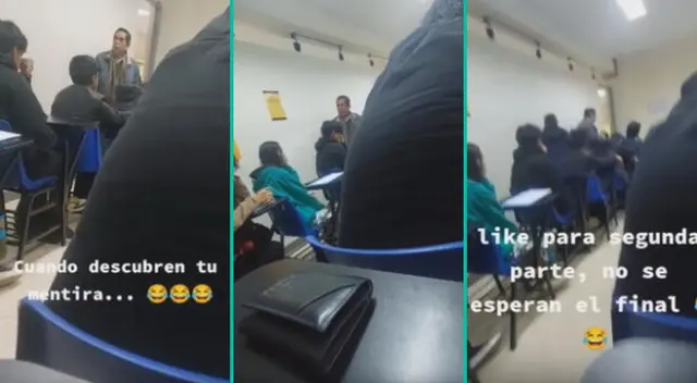 El padre de familia ingresó al salón para encarar a su hija en plena clase.