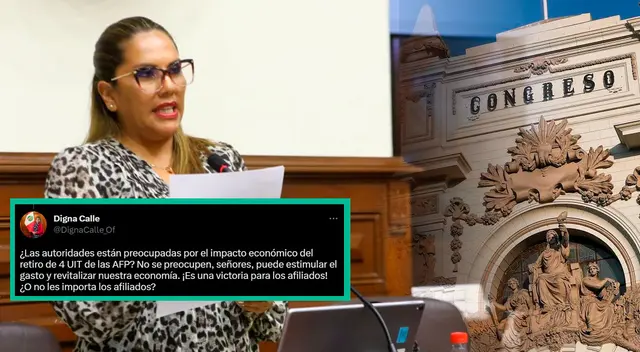 Congresista Digna Calle se pronuncia a través de Twitter. Congresista Digna Calle se pronuncia a través de Twitter.