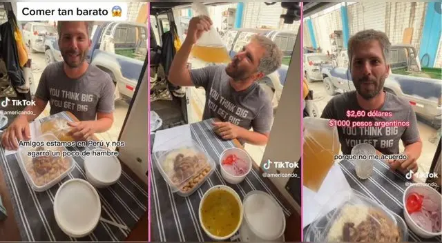 Argentino se sorprende con el costo del menú en Perú y sus reacción es viral en TikTok.