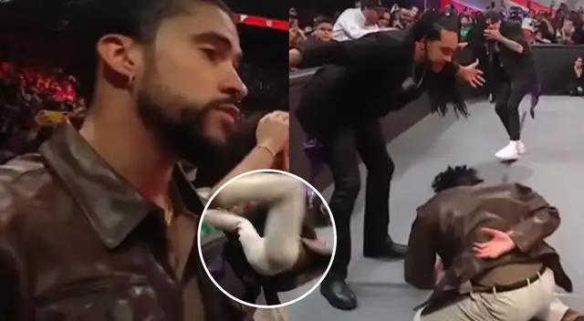 Bad Bunny recibió tremenda paliza en el 'WWE'. Bad Bunny recibió tremenda paliza en el 'WWE'.