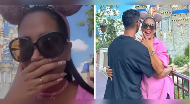 Melissa Paredes emocionada con su pedida de mano.