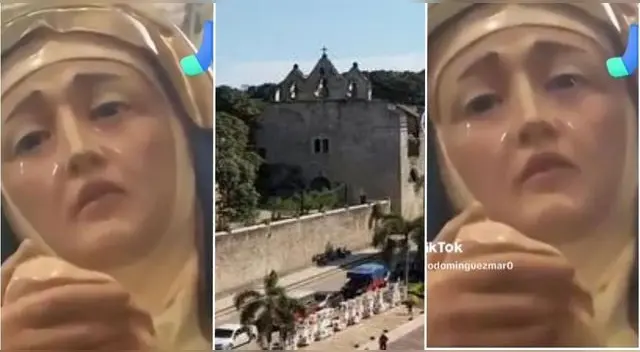 Un usuario en TikTok captó a la Virgen María llorando en plena misa de Vienes Santo en Hidalgo.