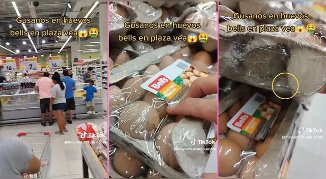 Joven peruano encuentra gusanos y moscas dentro de paquete de huevos de Plaza Vea y es viral en TikTok.