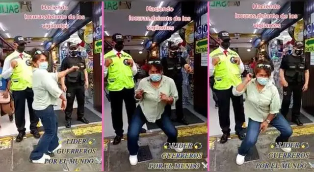 Peruana se pone a bailar delante de vigilantes en Gamarra y sus pasitos son virales en TikTok.