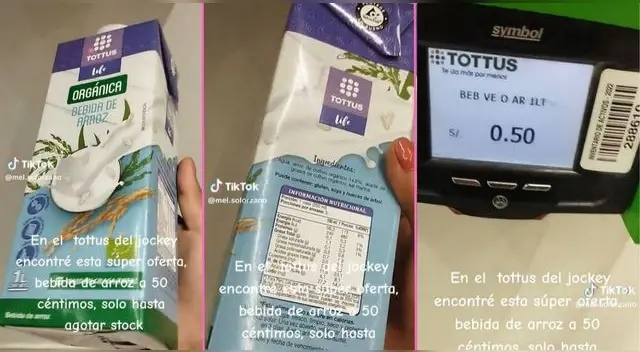 Joven peruana va a Tottus, encuentra oferta de bebida de arroz a 50 céntimos y es viral en TikTok.