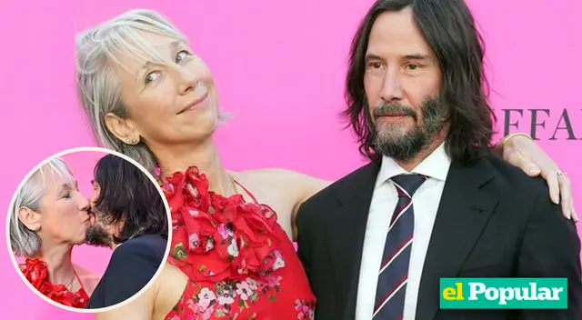 Keanu Reeve comparte apasionado beso con su pareja en público