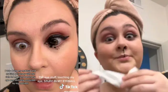 Pasó la joven un momento incomodo con su delineador.