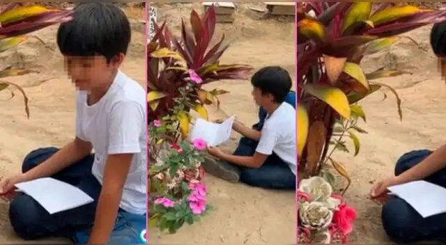 Un niño fue captado visitando la tumba de su madre al salir del colegio, pero detalle es viral en TikTok. Un niño fue captado visitando la tumba de su madre al salir del colegio, pero detalle es viral en TikTok.