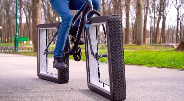 La tecnología cada vez avanza y ahora existe la bicicleta con llantas cuadradas.