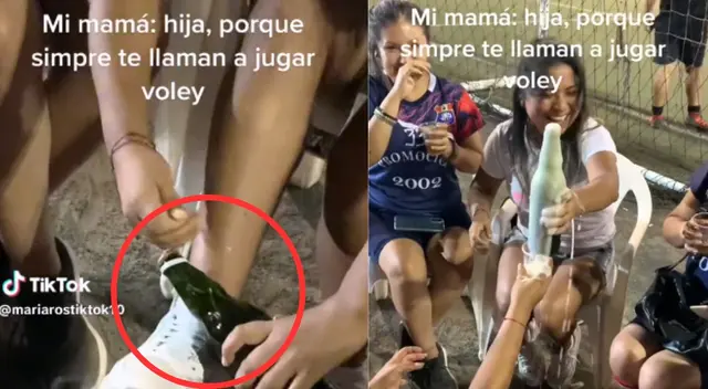 No tenía destapador y usó una forma para ingeniársela.