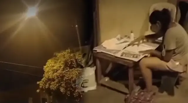 Escolar de Tumbes que hace tarea con ayuda del poste de luz quiere ser una gran profesional. Escolar de Tumbes que hace tarea con ayuda del poste de luz quiere ser una gran profesional.