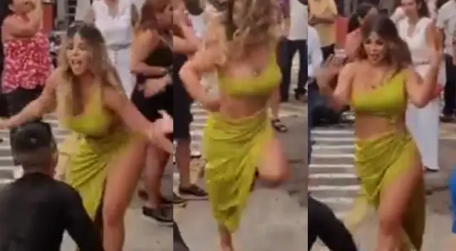 Gabriela Serpa sorprende con espectaculares pasos de baile.