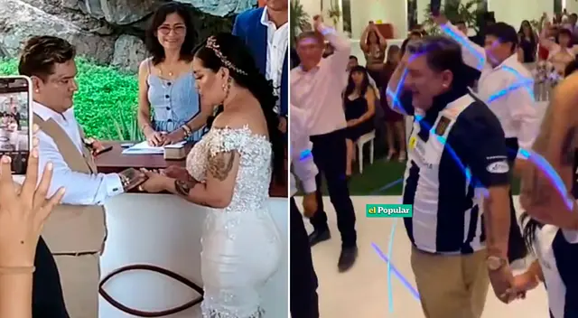 Chacalón Jr. se casó bajo la temática de Alianza Lima. Chacalón Jr. se casó bajo la temática de Alianza Lima.