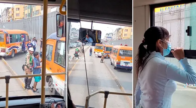 Mujer se molesta con choferes. Mujer se molesta con choferes.