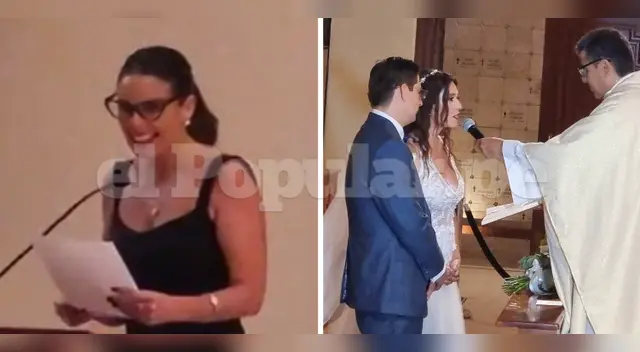 Rebeca Escribens lee petición en boda de Verónica Linares. Rebeca Escribens lee petición en boda de Verónica Linares.