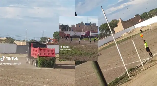 El juez de línea paró el juego al notar que un camión circulaba en el campo de juego.