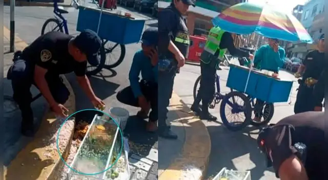 Policías y serenos ayudan a vendedor de ceviche que perdió su mercadería en Barranca.
