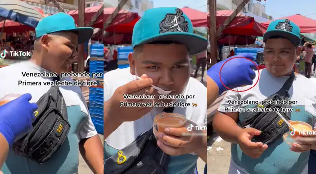 Joven venezolano se animó a probar leche de tigre por primera vez y escena se hizo viral en las redes sociales.