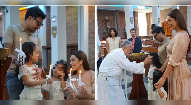 Karen Schwarz y Ezio Oliva bautizaron a sus niñas. Karen Schwarz y Ezio Oliva bautizaron a sus niñas.