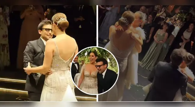 Karen Schwarz y Ezio Oliva en el baile de su boda religiosa.