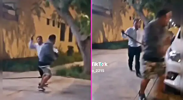 El joven corrió para que su padre no lo alcance con la correa.