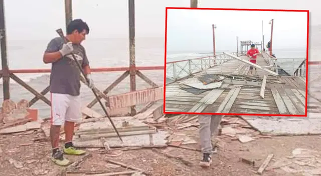 Personal de Defensa Civil realizan retiro del material dañado. Personal de Defensa Civil realizan retiro del material dañado.