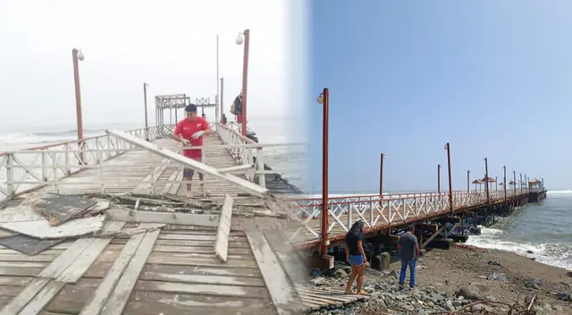 Muelle afectado por oleajes anómalos en Trujillo. Muelle afectado por oleajes anómalos en Trujillo.