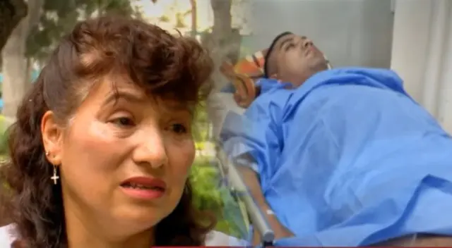 Madre de miitar y Joaquín postrado en una cama del Hospital Militar.