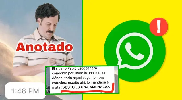 La vecina denunció al hombre por usar el sticker de Pablo Escobar.