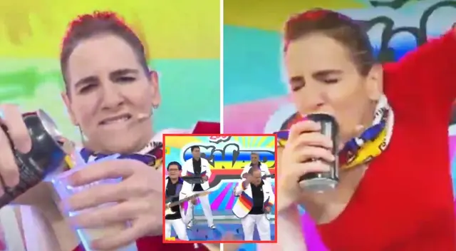 Gigi Mitre tomó cerveza en vivo tras escuchar a los Shapis en el set. Gigi Mitre tomó cerveza en vivo tras escuchar a los Shapis en el set.