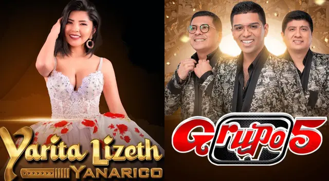 Grupo 5 y Yarita Lizeth realizarás un concierto gratuito en Tacna.