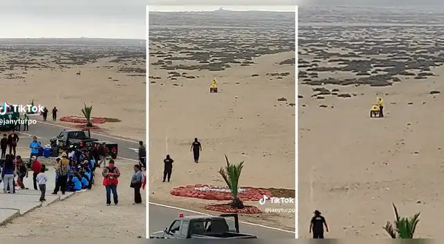 El heladero sorprendió al aparecer en medio del desierto.