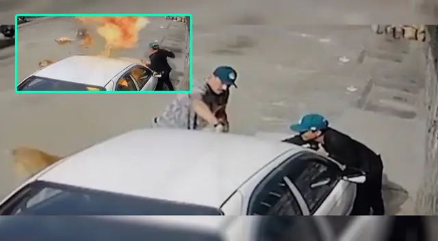 Sujetos que prendieron fuego a taxi de humilde trabajador.