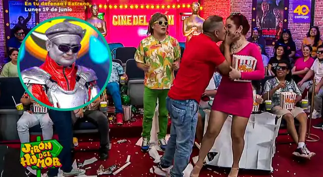Robotina y Jhonny Carpincho se dan pico en "Jirón del humor". Robotina y Jhonny Carpincho se dan pico en "Jirón del humor".