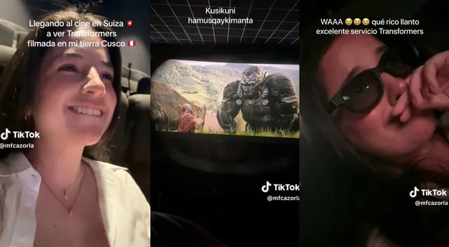 Joven peruana rompe en llanto tras ver la nueva película de Transformers en Suiza.