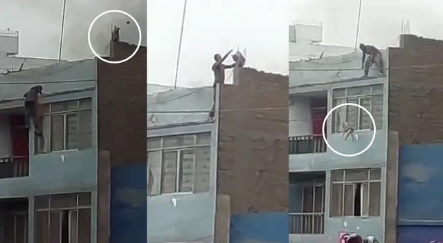 Hombre subió sin ayuda de nadie hasta el último nivel y pudo salvar al perro.