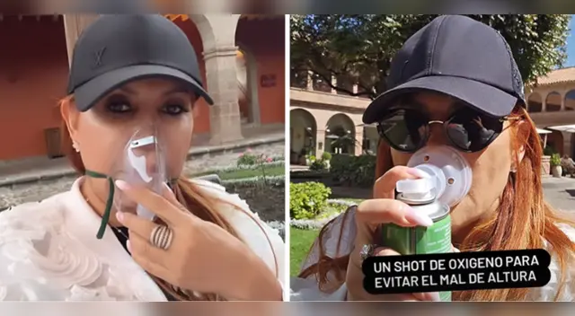 Magaly Medina usando oxígeno por la altura en Cusco. Magaly Medina usando oxígeno por la altura en Cusco.