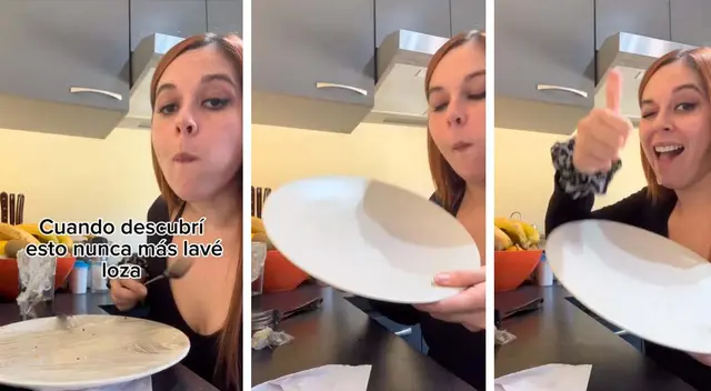 El 'increible' truco de una mujer para no lavar la loza El 'increible' truco de una mujer para no lavar la loza