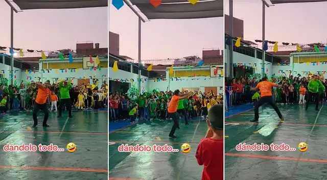 Papá se llevó el show por sus increíbles pasos