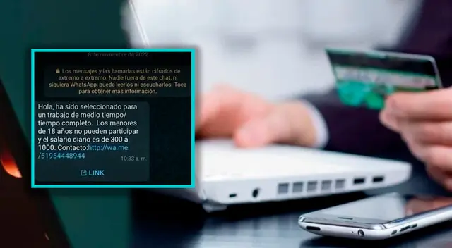 Nueva modalidad de estafa con falsa selección de trabajo en WhatsApp.