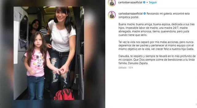  Post de Tomate Barraza sobre Danuska Zapata. Foto: Instagram    