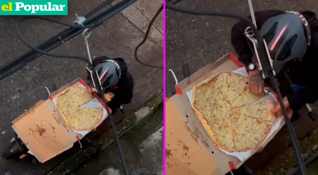 La joven no imaginó que se iba a encontrar al repartidor comiéndose su pizza. La joven no imaginó que se iba a encontrar al repartidor comiéndose su pizza.
