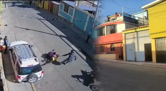 Delincuentes asaltando a comerciante en Cayma. Delincuentes asaltando a comerciante en Cayma.
