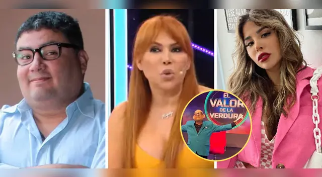 Magaly Medina pide que Alfredo Benavides se siente en el sillón rojo.