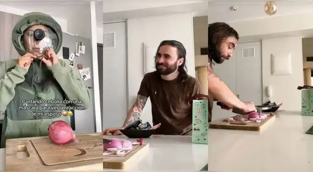 La joven peruana tuvo una particular idea para protegerse de la cebolla y es viral en TikTok.