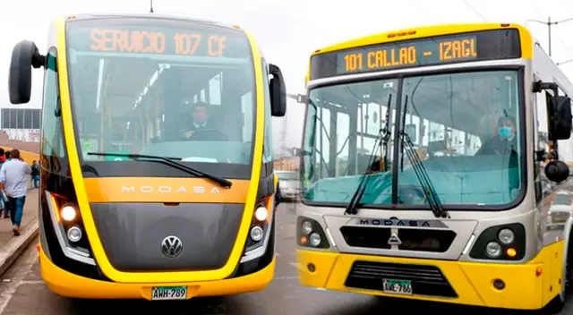 ¿Cuáles son las rutas de la Línea 101 y 107 del corredor amarillo?