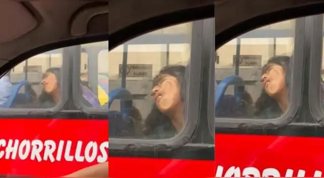 La joven peruana fue captada durmiendo en plena combi y usuarios en TikTok se vacilan.