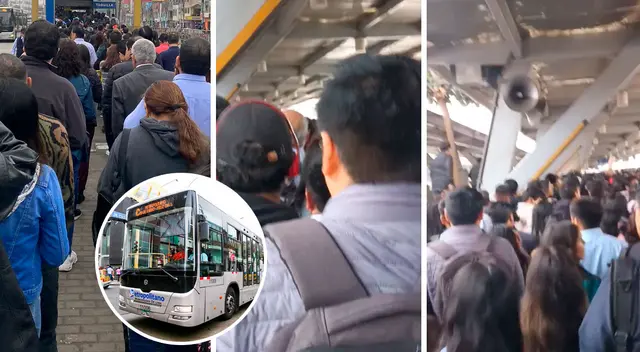 El bloqueo de la vía en el Óvalo la 50 viene provocando largas colas en la Estación Naranjal del Metropolitano.