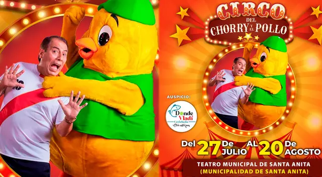 El chorry y el pollo de JB anuncian su circo.