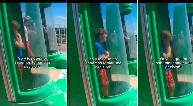 Un niño se arrepiente de subirse al tobogán y se vuelve viral